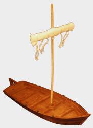 Longboat with Mast and Sail